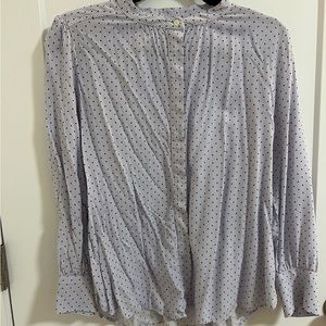 Loft MP Small Polka Dot Shirt with Buttons and Scoop Neck